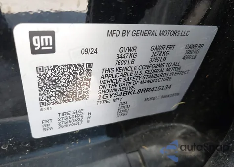 2024 Cadillac Escalade Premium Luxury из США, поврежденный, VIN 1GYS4BKL8RR415134